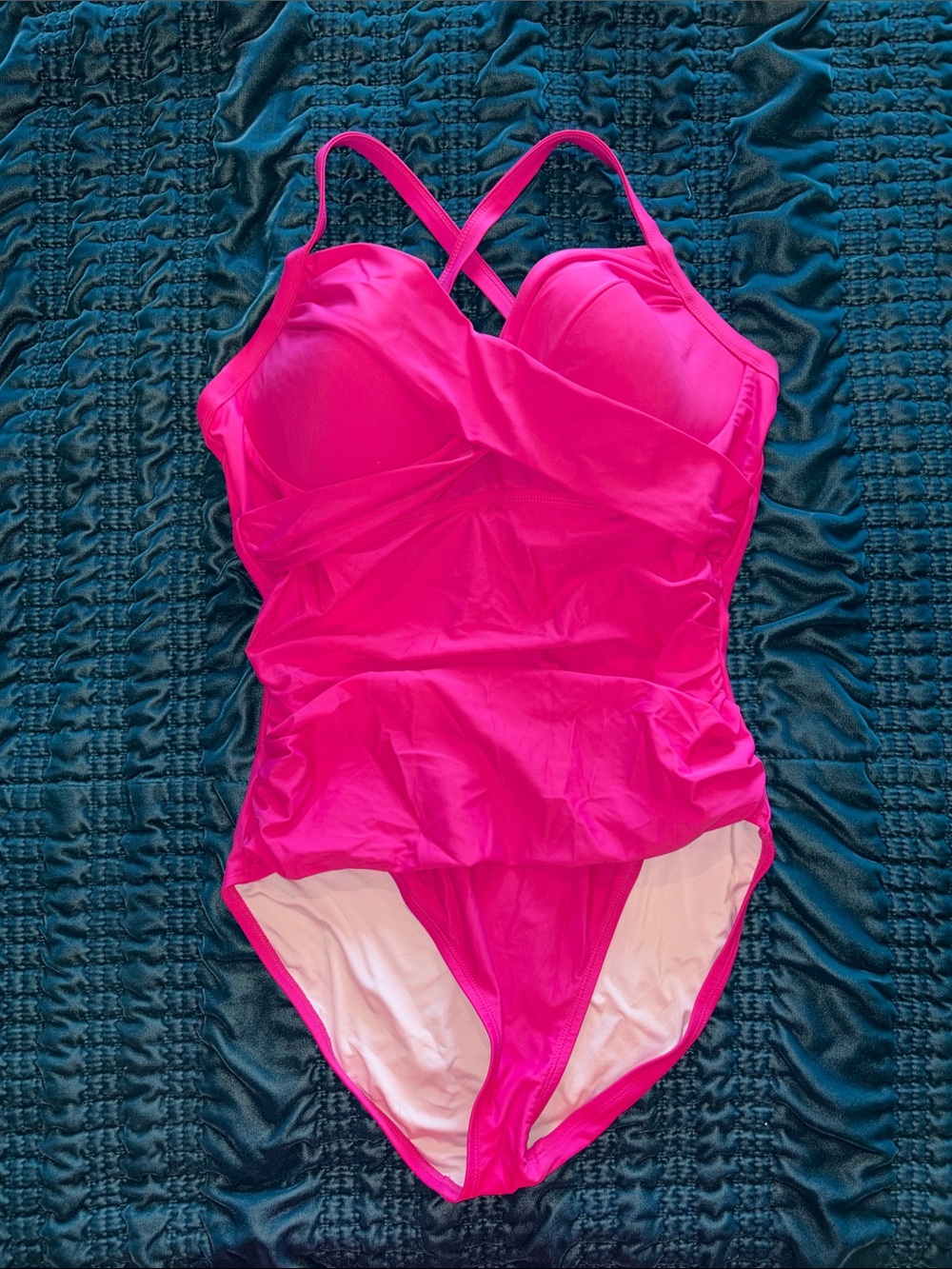 Supportive Hot Pink Cross-Back One-Piece Swimsuit